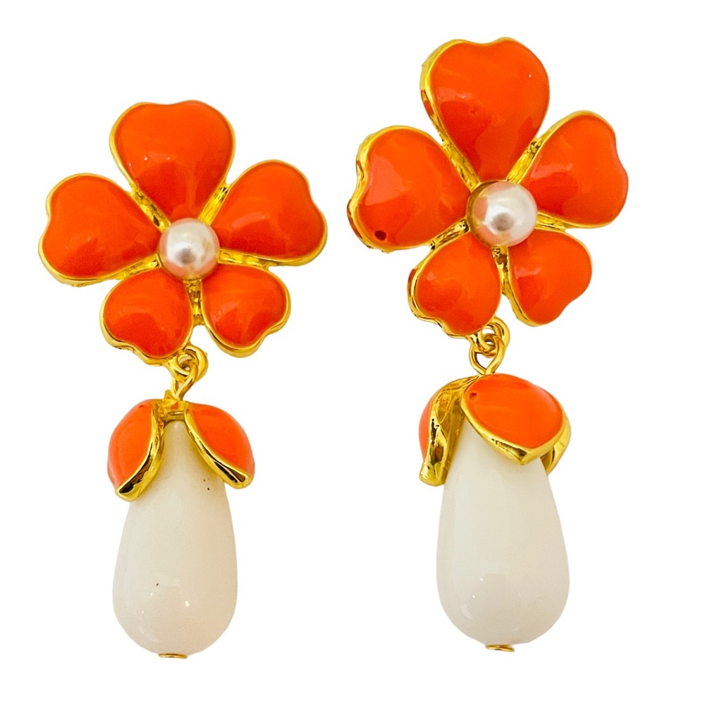NEW vintage runway style glass gold plated statement designer earrings